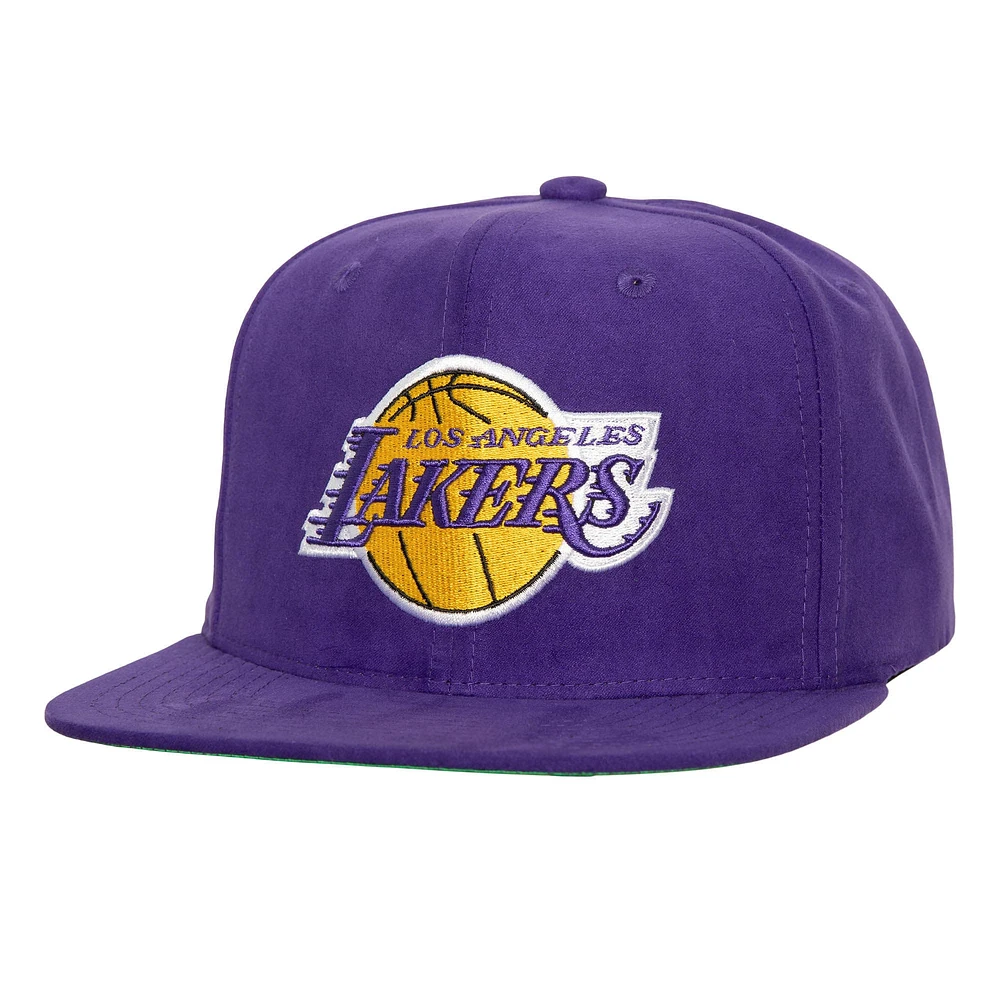 Casquette snapback en daim violet Los Angeles Lakers Mitchell & Ness pour hommes