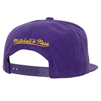 Casquette snapback en daim violet Los Angeles Lakers Mitchell & Ness pour hommes