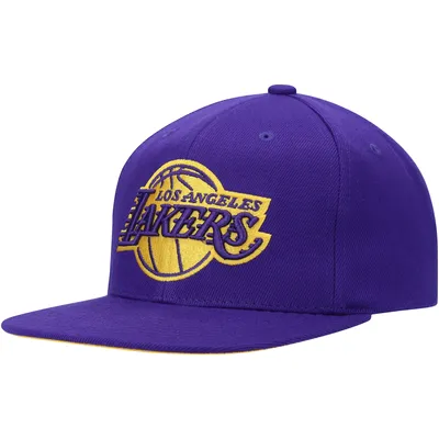 Men's Mitchell & Ness Purple/Gold Los Angeles Lakers Upside Down Snapback  Hat