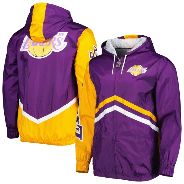 Men's Mitchell & Ness Black Los Angeles Lakers Exploded Logo Warm-Up Full-Zip Jacket