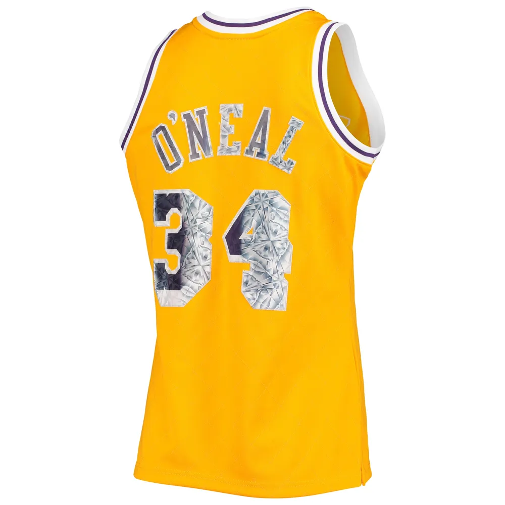 Men's Mitchell & Ness Shaquille O'Neal Gold Los Angeles Lakers 1996-97 Hardwood Classics NBA 75th Anniversary Diamond Swingman Jersey