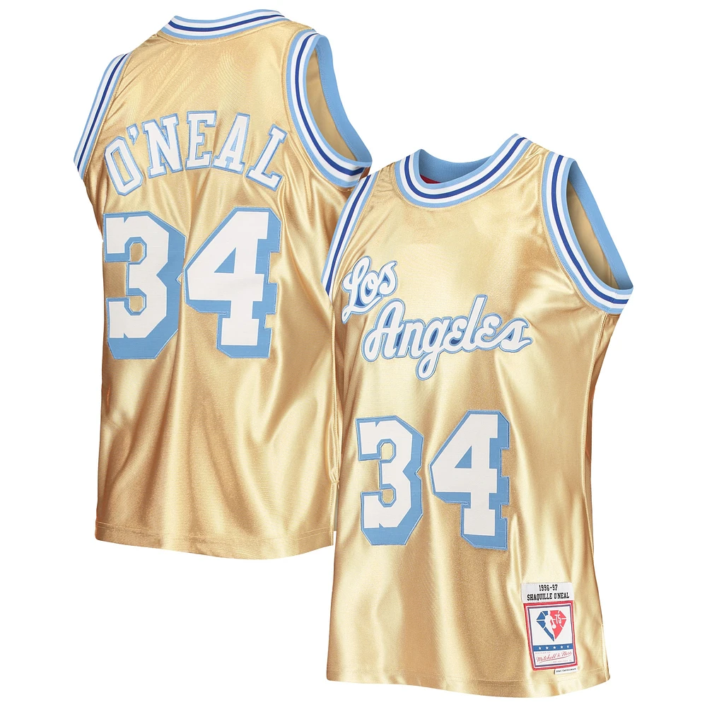 Maillot Swingman Hardwood Classics Mitchell & Ness Shaquille O'Neal doré des Los Angeles Lakers 75e anniversaire 1996/97 pour hommes