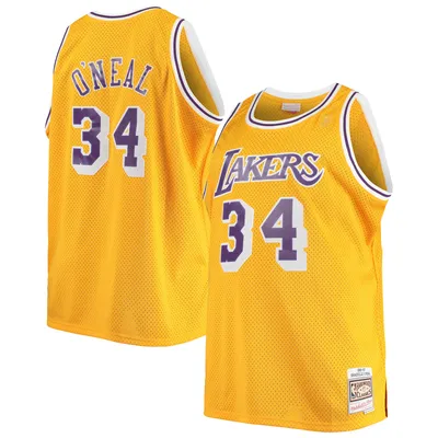 Shaquille O'Neal Los Angeles Lakers Mitchell & Ness Big Tall Hardwood Classics Jersey - Gold