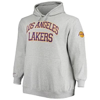 Men's Mitchell & Ness Shaquille O'Neal Heathered Gray Los Angeles Lakers Big Tall Name Number Pullover Hoodie