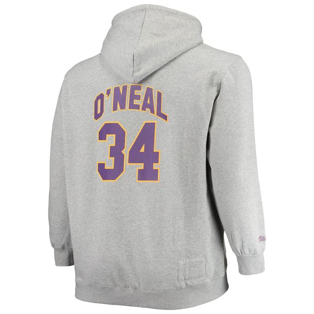 Mitchell & Ness Shaquille O'Neal pour hommes, gris chiné, Los Angeles Lakers, grand et nom numéro, sweat à capuche