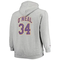 Men's Mitchell & Ness Shaquille O'Neal Heathered Gray Los Angeles Lakers Big Tall Name Number Pullover Hoodie