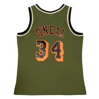 Men's Mitchell & Ness Shaquille O'Neal Olive Los Angeles Lakers 1996/97 Swingman - Jersey Flight Edition