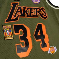 Men's Mitchell & Ness Shaquille O'Neal Olive Los Angeles Lakers 1996/97 Swingman - Jersey Flight Edition