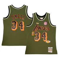 Men's Mitchell & Ness Shaquille O'Neal Olive Los Angeles Lakers 1996/97 Swingman - Jersey Flight Edition