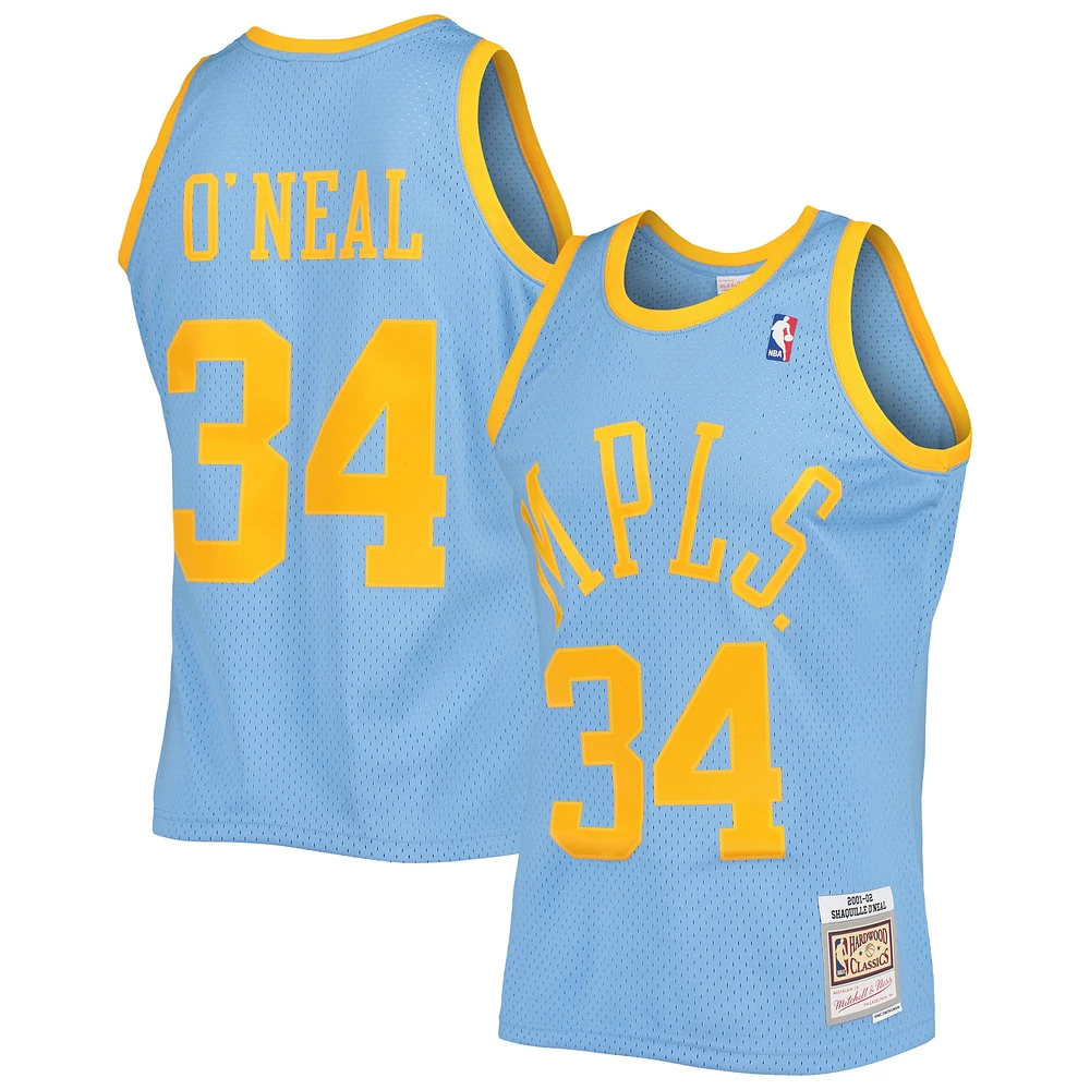 Maillot Swingman Mitchell & Ness Shaquille O'Neal pour hommes, bleu poudre, Los Angeles Lakers 2001/02 Hardwood Classics