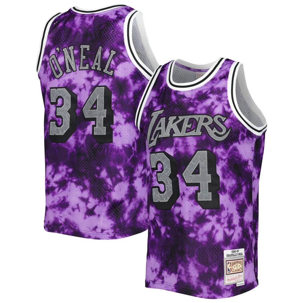 Mitchell and Ness Shaquille O'Neal Los Angeles Lakers 1996-97 Hyper Hoops Swingman Jersey Purple