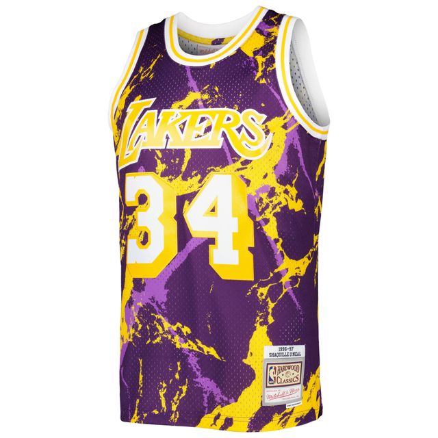 Youth Mitchell & Ness Shaquille O'Neal Black/Gold Los Angeles Lakers  1996-97 Hardwood Classics Fadeaway Swingman Jersey