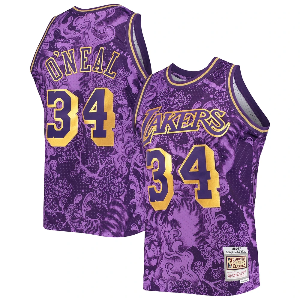 Men's Mitchell & Ness Shaquille O'Neal Purple Los Angeles Lakers Hardwood Classics 1996/97 Lunar New Year Swingman Jersey