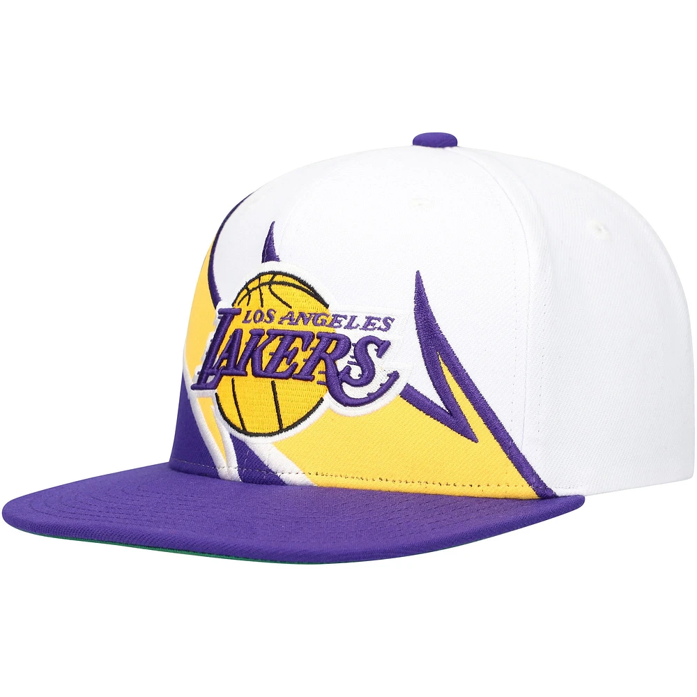 Casquette Snapback Los Angeles Lakers Waverunner Mitchell & Ness blanc/violet pour hommes