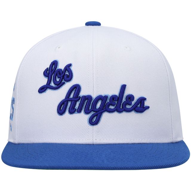 Casquette pour homme Mitchell & Ness Blanc/Royal Los Angeles Lakers Hardwood Classics Snapback