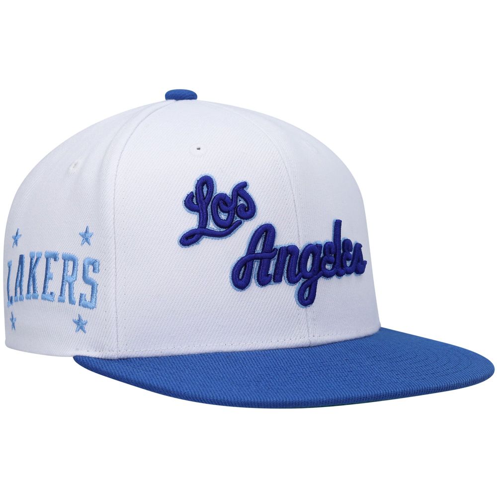 Men's Mitchell & Ness White/Royal Los Angeles Lakers Hardwood Classics Snapback Hat