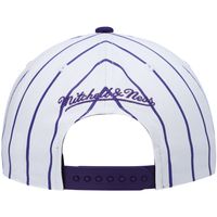 Men's Mitchell & Ness White Los Angeles Lakers Hardwood Classics Pinstripe Snapback Hat