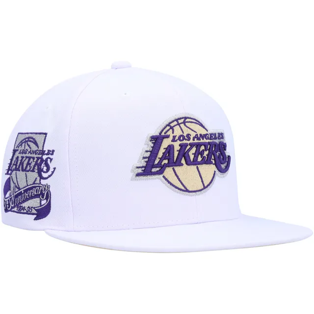 Men's Mitchell & Ness Purple/Gold Los Angeles Lakers Half and Half Snapback  Hat