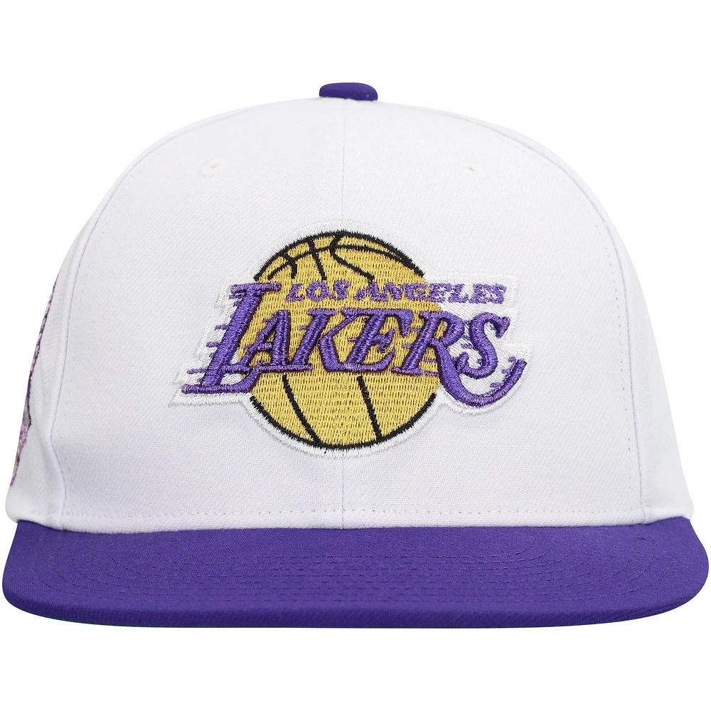 Casquette Snapback bicolore blanche avec logo Soul des Lakers de Los Angeles Mitchell & Ness pour hommes