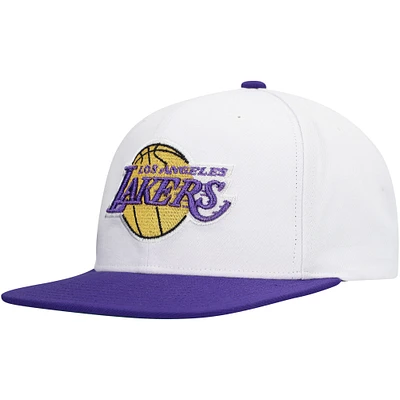 Men's Mitchell & Ness White Los Angeles Lakers  Soul Logo Shine 2-Tone Snapback Hat