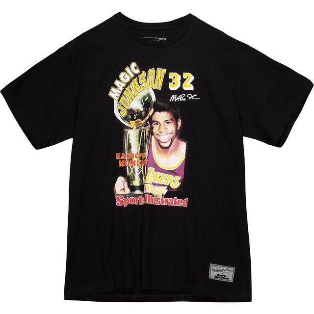 Mitchell & Ness x Sports Illustrated Magic Johnson Black Los Angeles Lakers Photo Reals - T-shirt