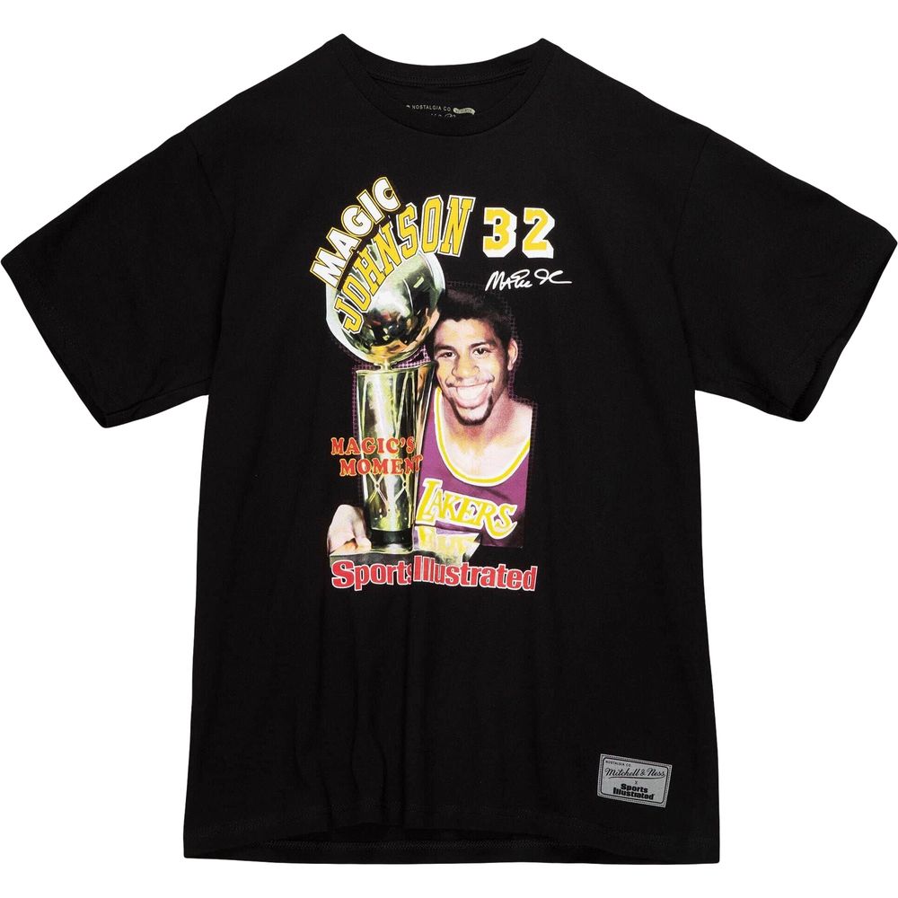 Men's Mitchell & Ness x Sports Illustrated Magic Johnson Black Los Angeles Lakers Photo Reals - T-Shirt