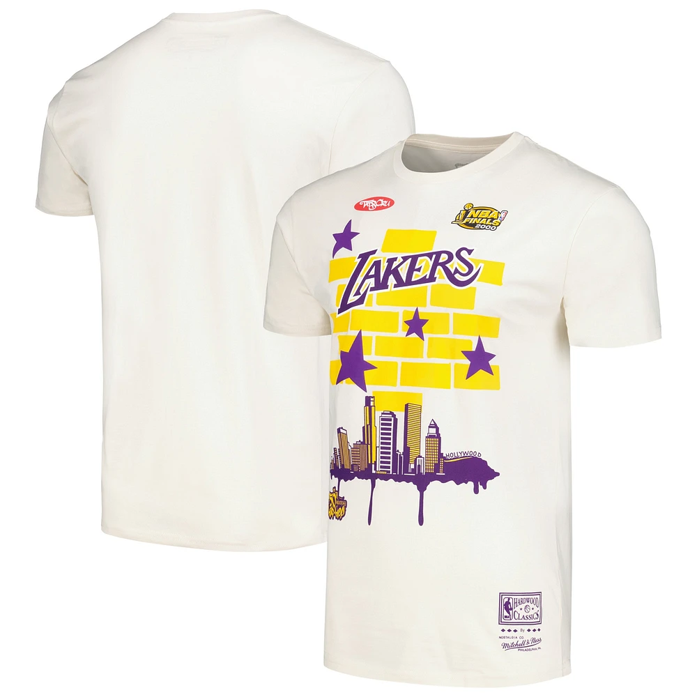 Men's Mitchell & Ness x Tats Cru Cream Los Angeles Lakers Hardwood Classics City T-Shirt