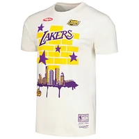 Men's Mitchell & Ness x Tats Cru Cream Los Angeles Lakers Hardwood Classics City T-Shirt