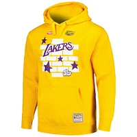 Men's Mitchell & Ness x Tats Cru Gold Los Angeles Lakers Hardwood Classics Brick Pullover Hoodie