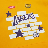 Men's Mitchell & Ness x Tats Cru Gold Los Angeles Lakers Hardwood Classics Brick Pullover Hoodie