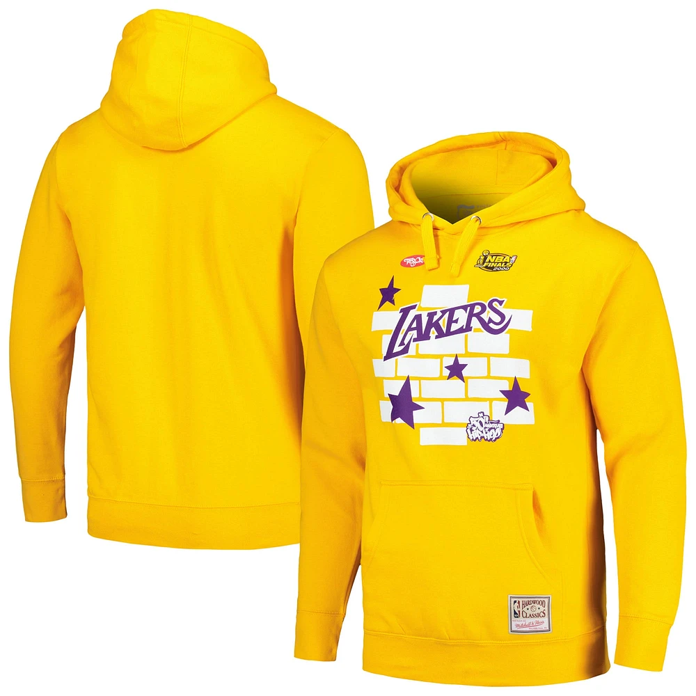 Men's Mitchell & Ness x Tats Cru Gold Los Angeles Lakers Hardwood Classics Brick Pullover Hoodie