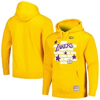 Men's Mitchell & Ness x Tats Cru Gold Los Angeles Lakers Hardwood Classics Brick Pullover Hoodie