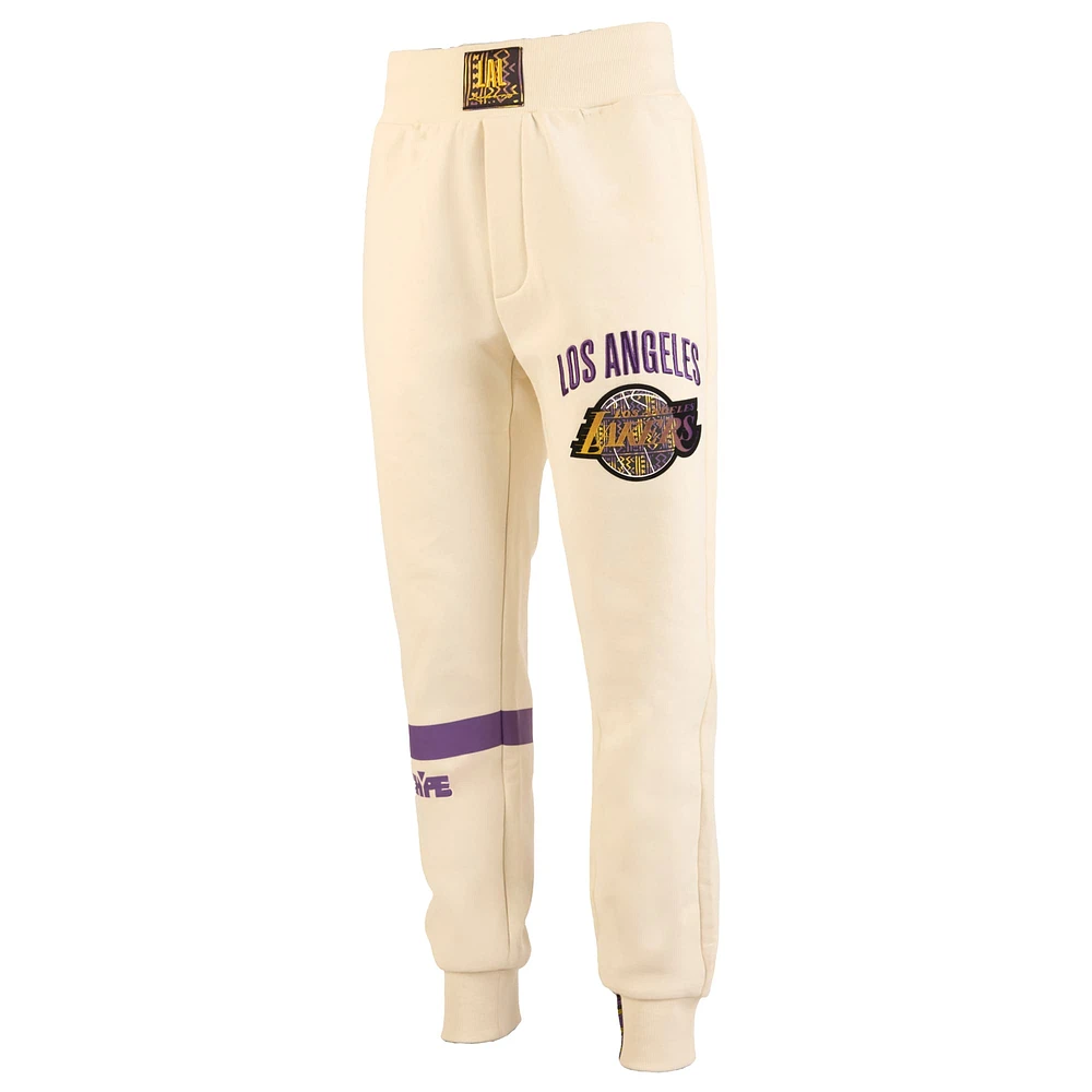 Men's NBA x Two Hype  Cream Los Angeles Lakers Culture & Hoops Collection Premium Jogger Pants