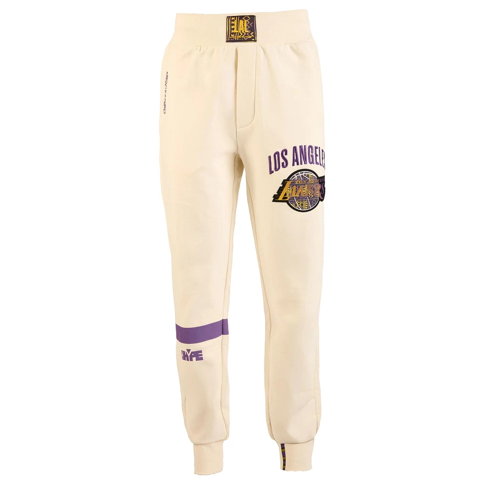 Men's NBA x Two Hype  Cream Los Angeles Lakers Culture & Hoops Collection Premium Jogger Pants