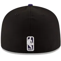 Men's New Era Black/Purple Los Angeles Lakers Official Team Color 2Tone 59FIFTY Fitted Hat