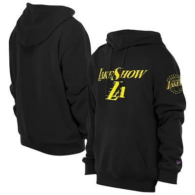 Men's New Era  Black Los Angeles Lakers 2024/25 City Edition Chenille Heavyweight Pullover Hoodie