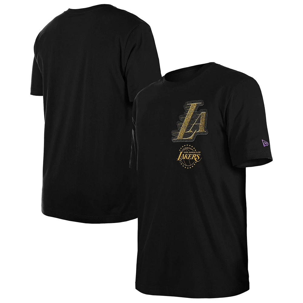 T-shirt épais en chenille Los Angeles Lakers City Edition 2024/25 New Era pour homme, noir