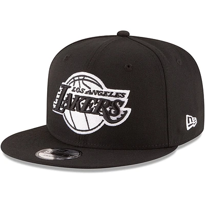 Men's New Era Black Los Angeles Lakers Black & White Logo 9FIFTY Adjustable Snapback Hat