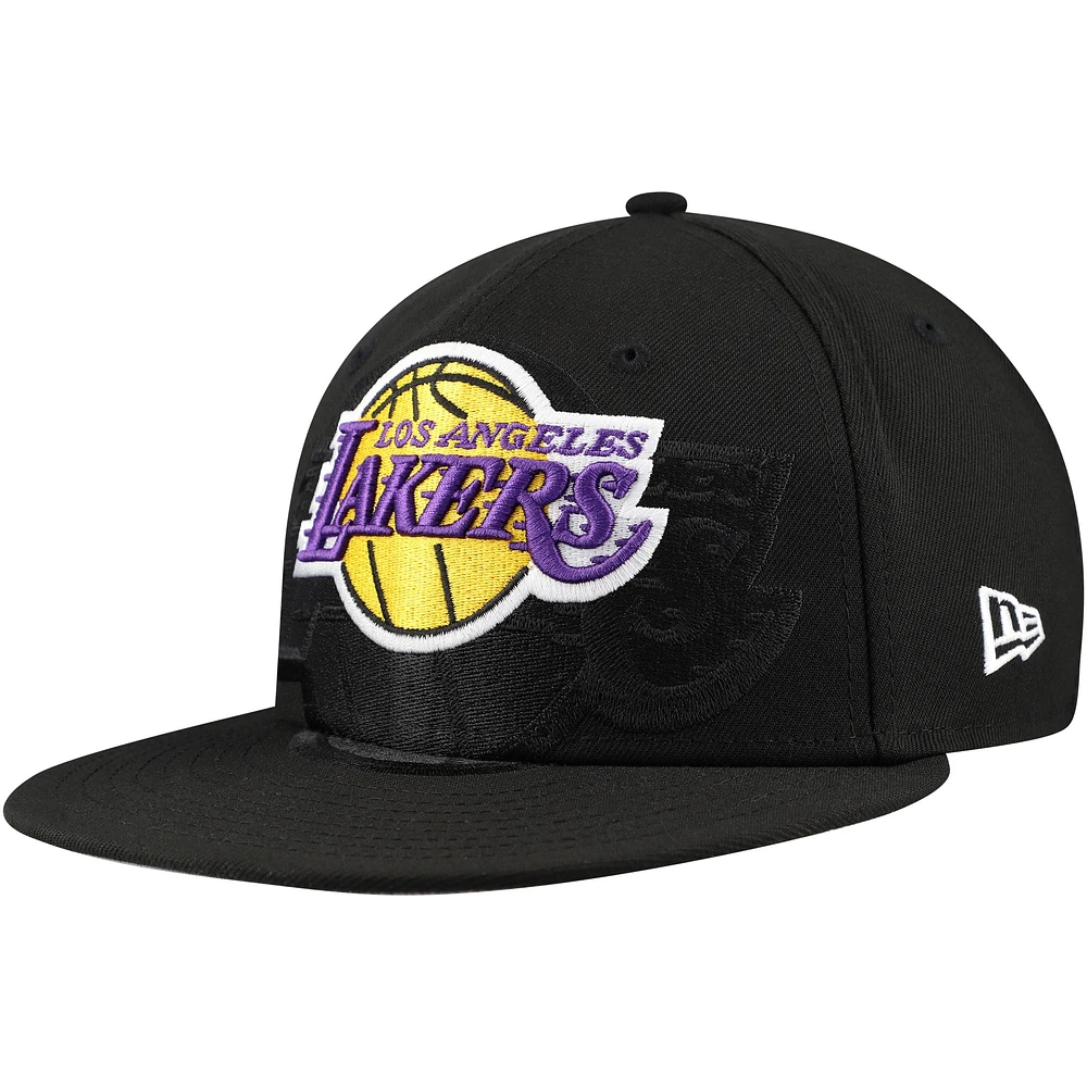 Casquette ajustée 59FIFTY noire avec logo Blackout Shadow des Los Angeles Lakers New Era pour hommes