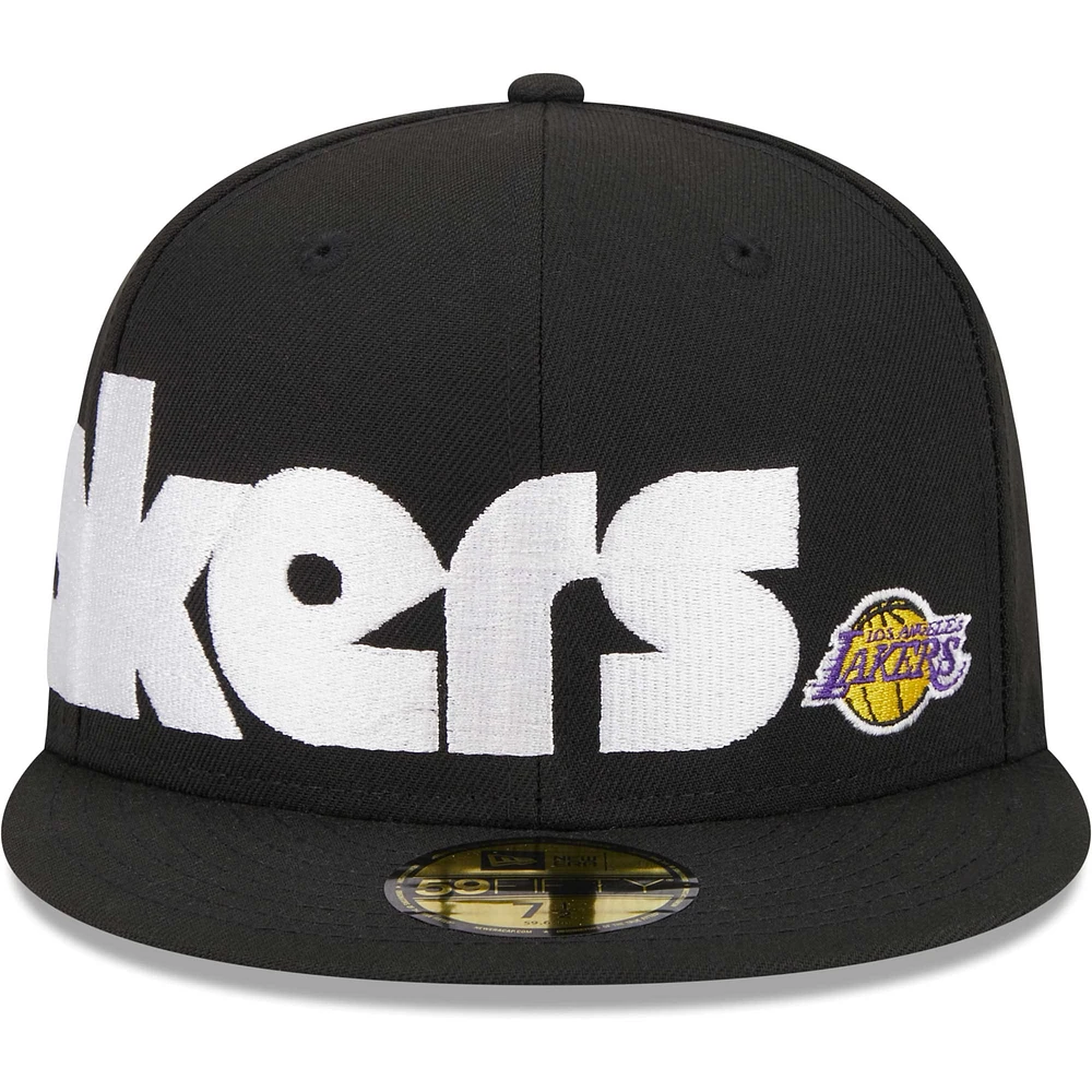 Men's New Era Black Los Angeles Lakers Checkerboard UV 59FIFTY Fitted Hat