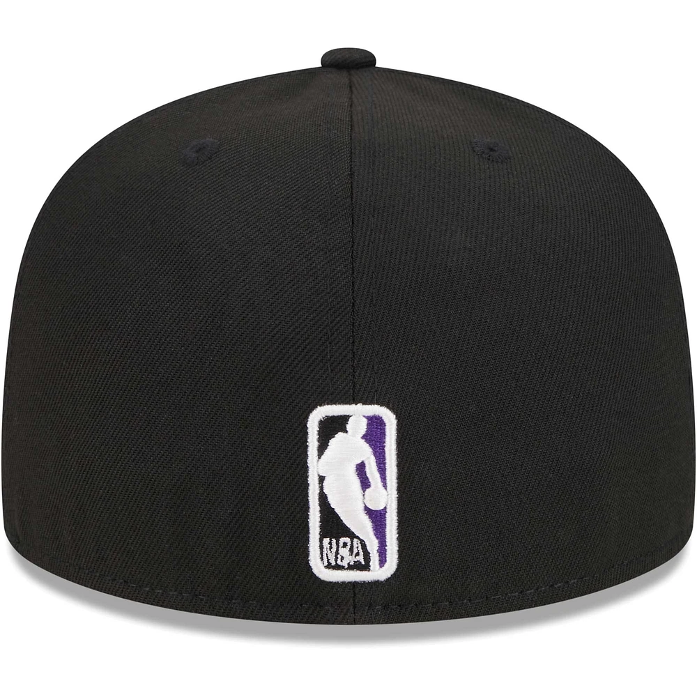 Men's New Era Black Los Angeles Lakers Checkerboard UV 59FIFTY Fitted Hat