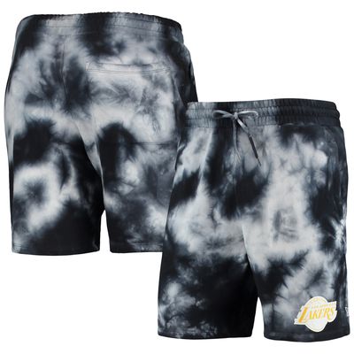 Men's New Era Black Los Angeles Lakers Fleece Tie-Dye Shorts