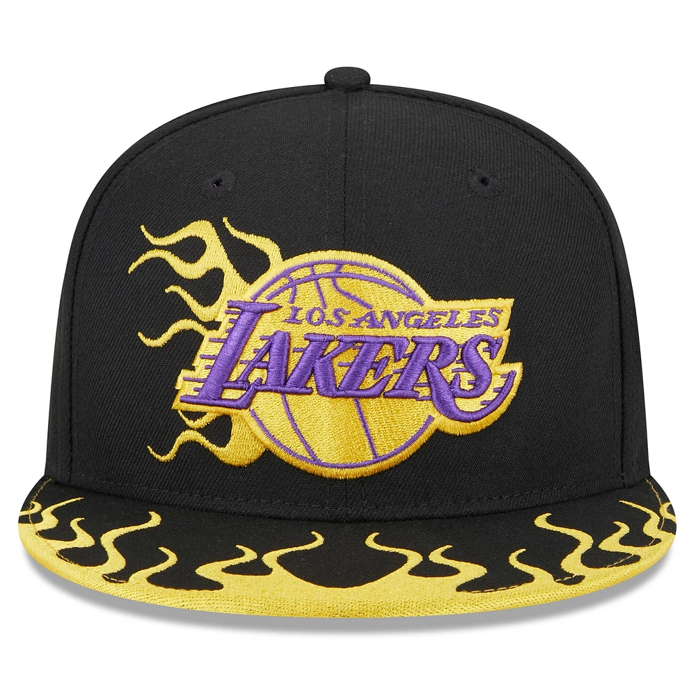 Casquette Snapback 9FIFTY noire Los Angeles Lakers Rally Drive Flames New Era pour homme