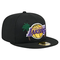 Casquette ajustée 59FIFTY noire New Era pour homme avec logo State Stitch des Lakers Los Angeles