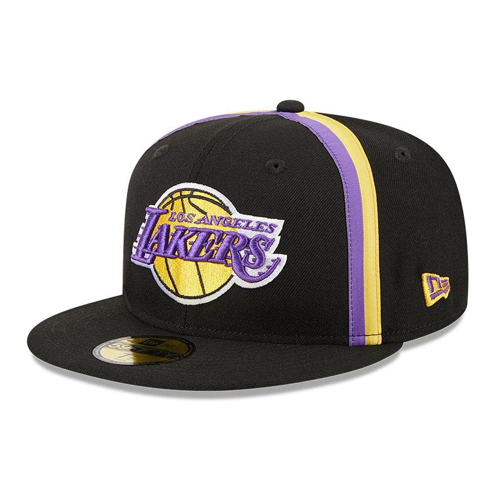 Men's New Era Black Los Angeles Lakers Taping 59FIFTY Fitted Hat