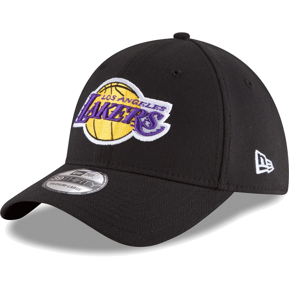 Men's New Era Black Los Angeles Lakers Team Classic 39THIRTY Flex Hat