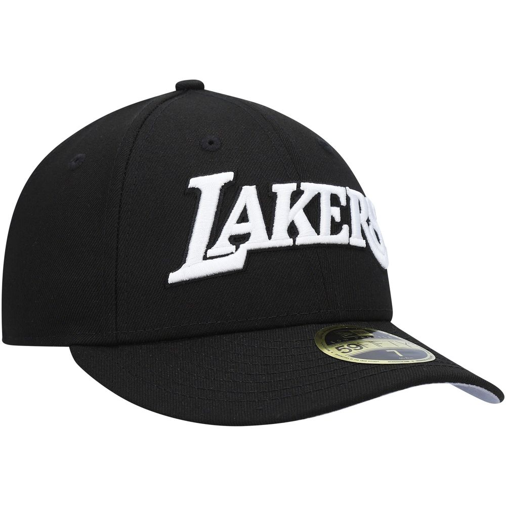 Men's New Era Black Los Angeles Lakers Team Logo Low Profile 59FIFTY Fitted Hat