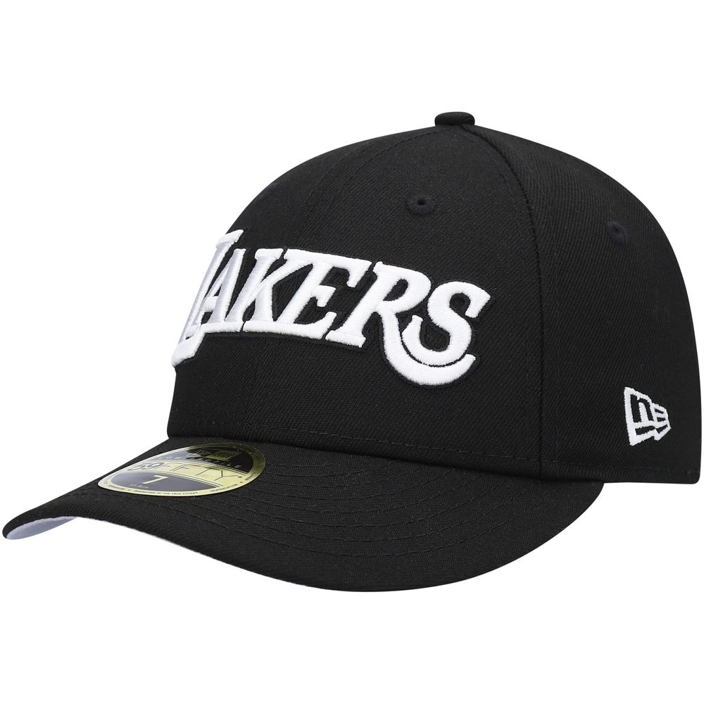 Men's New Era Black Los Angeles Lakers Team Logo Low Profile 59FIFTY Fitted Hat