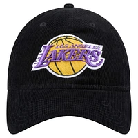 Men's New Era  Black Los Angeles Lakers Throwback Corded 9TWENTY Adjustable Hat