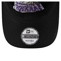 Men's New Era  Black Los Angeles Lakers Throwback Corded 9TWENTY Adjustable Hat